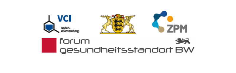 Logos: VCI, Land Baden-Württemberg, ZPM, Forum Gesundheitsstandort BW