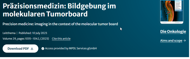 Praezisionsmedizin  Bildgebung im molekularen Tumorboard 