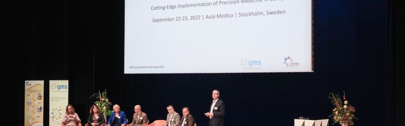 Bild: Diskussionsrunde beim Symposium „Cutting-Edge Implementation of Precision Medicine in Europe“ (Copyright: Cecilia Österholm Corbascio)